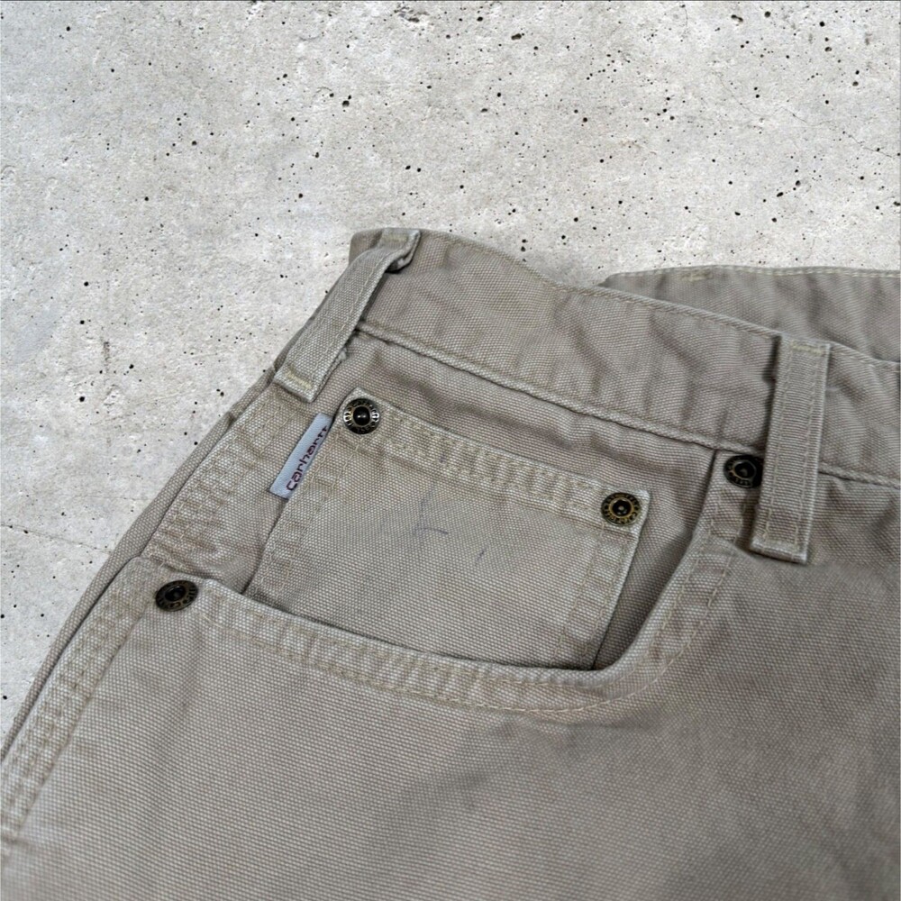 Carhartt B159 GKH Loose Fit Carpenter Pants Khaki Canvas Workwear Skater 40x30 - Picture 5 of 10